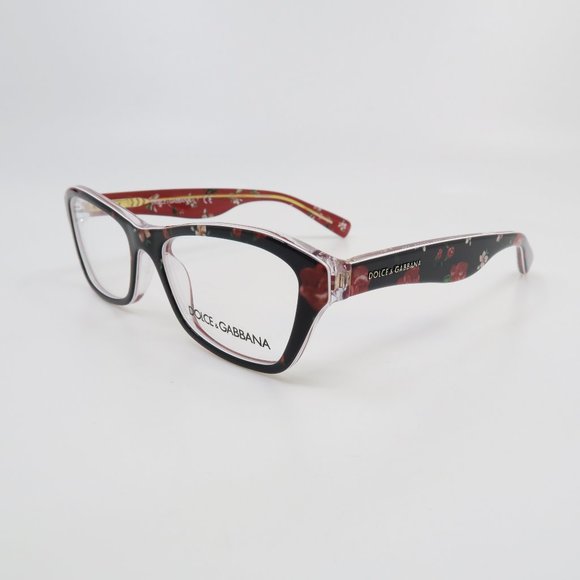 Dolce & Gabbana DG 3202 2986 47mm Black & Flowers Girl's Rectangular Glasses. - Picture 3 of 8